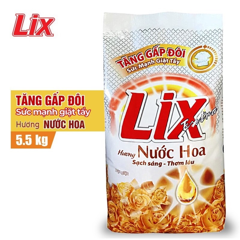 Bột Giặt Lix Extra Hương Nước Hoa 5.5Kg EH055 - Tăng Gấp Đôi Sức Mạnh Giặt Tẩy