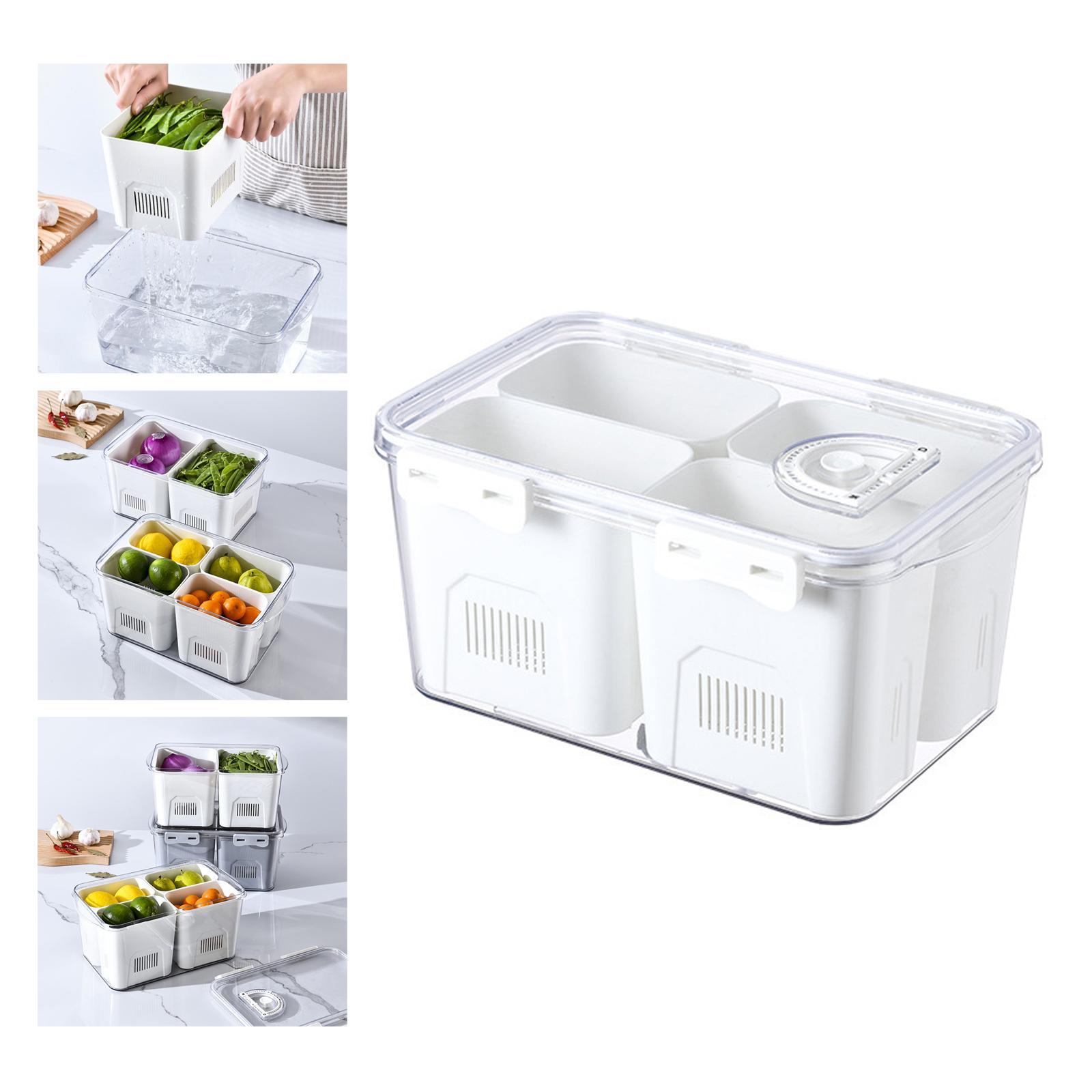 Refrigerator Storage Box Colander Bin Fridge Organizer Stackable Container White
