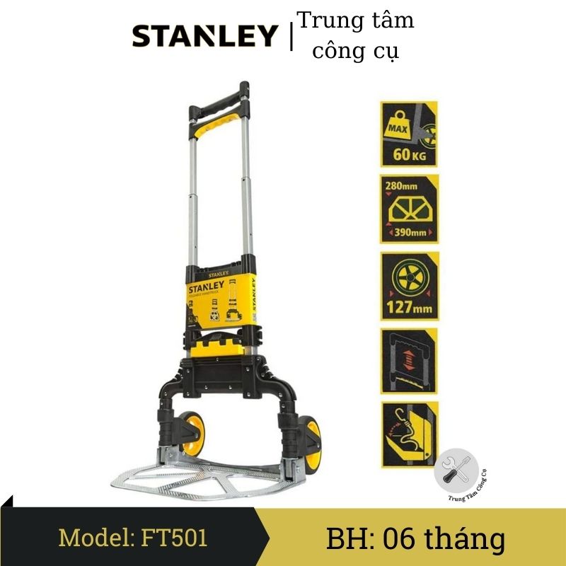 Xe đẩy hàng 2 bánh gấp gọn Stanley FT501 tải trọng 60kgs, khung nhôm nhẹ - Hàng chính hãng