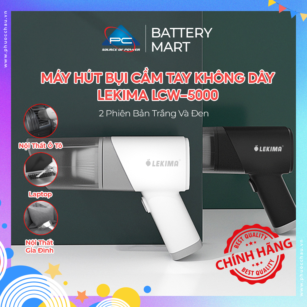 Máy Hút Bụi Ô Tô Cầm Tay Không Dây Mini LEKIMA LCW-5000, Hút Bụi Ô Tô Sofa Giường Nệm Dùng Cho Gia Đình - Hàng Nhập Khẩu