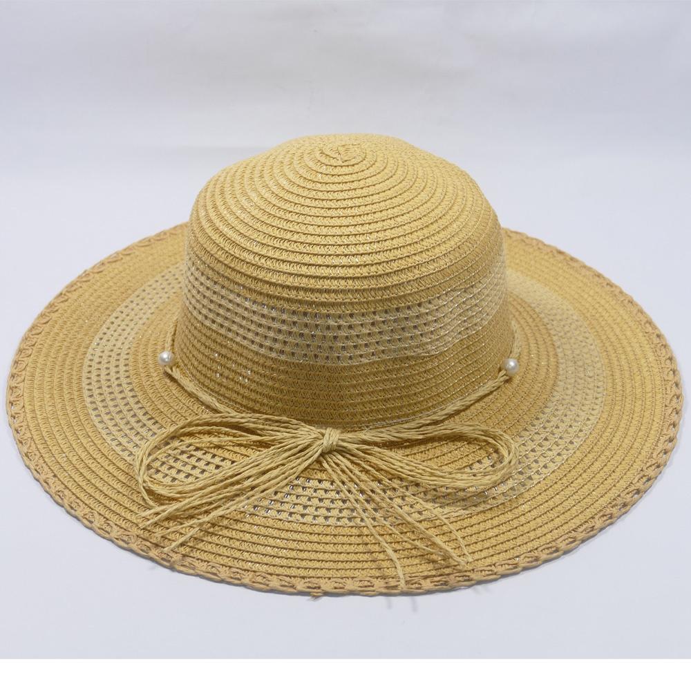 Nón Cói vành rộng 10cm, vòng đầu53-58,59cm - chất liệu cói thắt nơ hoạ tiết ngọc xung quanh thích hợp cho chị em phụ nữ