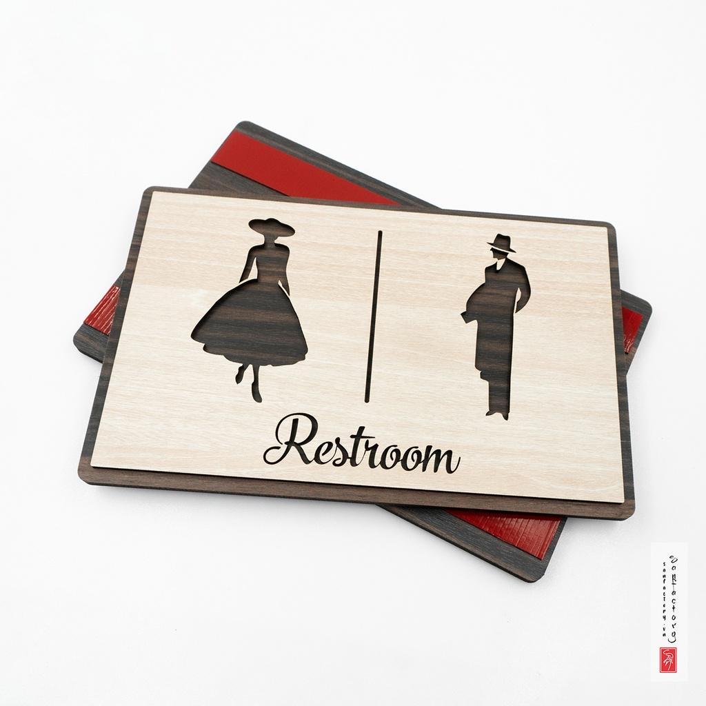Bảng restroom vintage gỗ dán phòng vệ sinh SAN-TL02