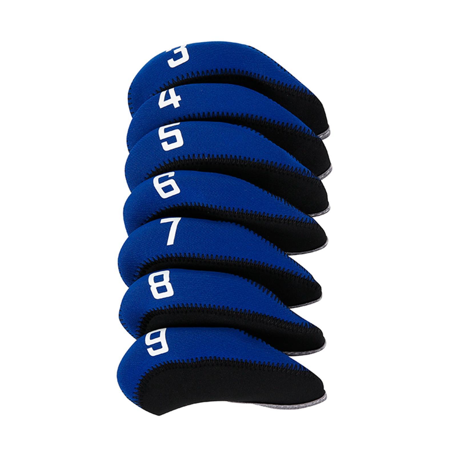 11Pcs Golf Iron Head Covers Neoprene Headcovers Protective Covers Blue Black