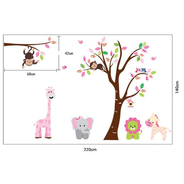 Decal trang trí thân cây chú khỉ