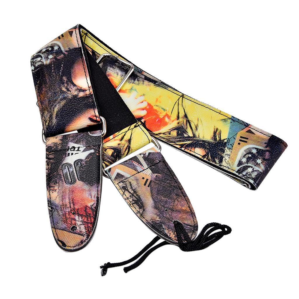 Adjustable guitar strap with leather ends for electric guitar