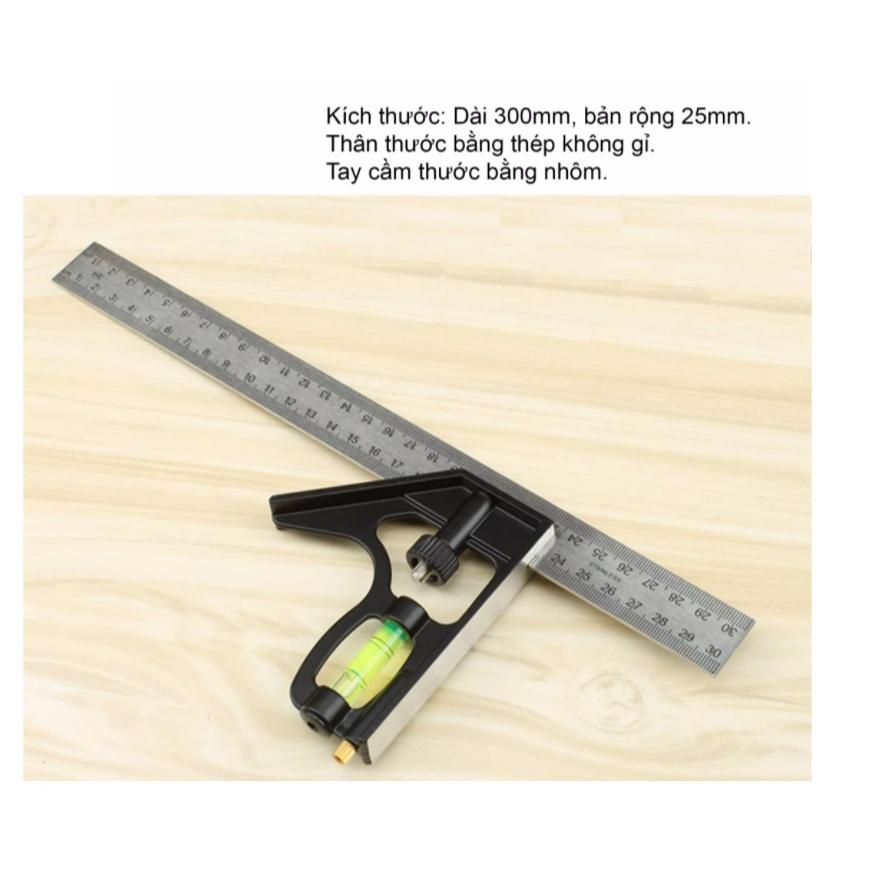 Thước ke góc vuông góc 45 độ đa năng 30cm dùng đo độ sâu, canh thẳng, canh góc