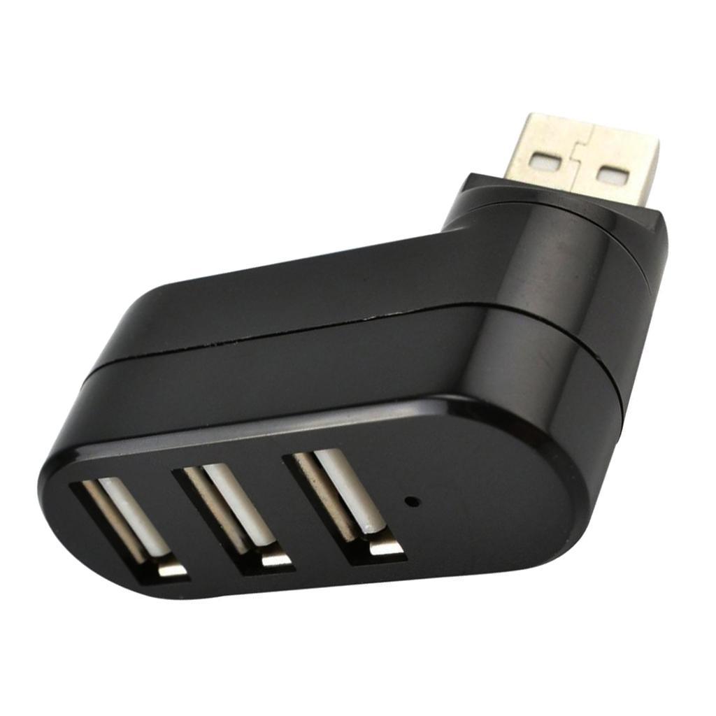 Mini 3 Ports USB2.0 Splitter Hub Rotatable USB Hub Adapter for PC Desktop Laptop