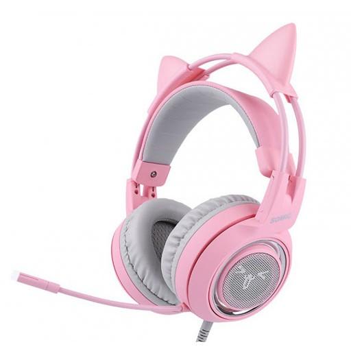 Tai nghe Gaming Somic G951 Pink tai mèo - USB Sound 7.1