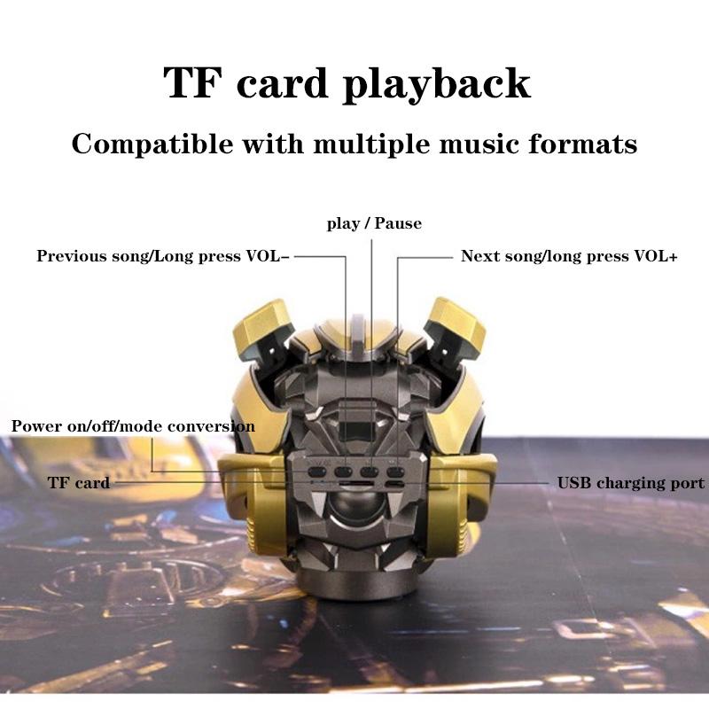 Transformers Loa Bluetooth Không Dây Bumblebee Stereo Loa Siêu Trầm Đèn LED Nhấp Nháy Hỗ Trợ Thẻ TF Phát Lại MP3 Nhiều Chế Độ Color: No trace