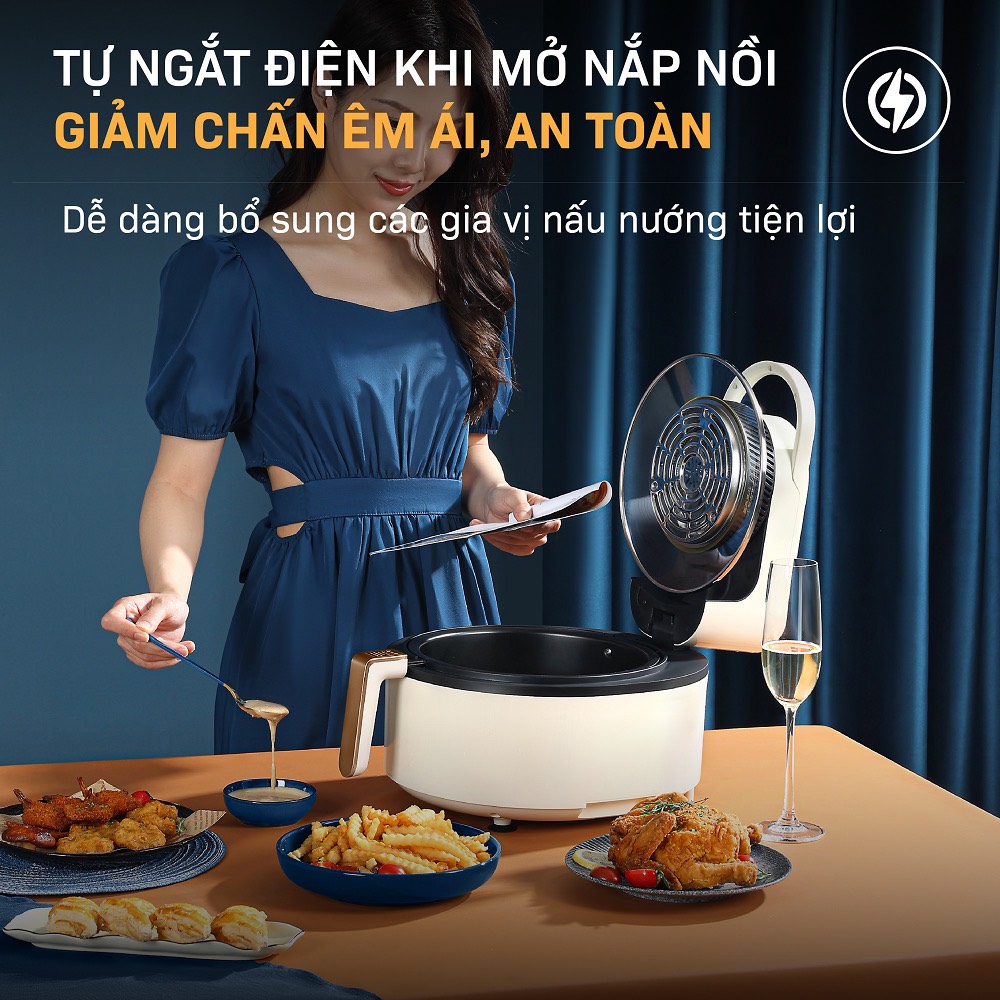 Nồi chiên không dầu 6L nhập khẩu Nhật Bản Fujihome điện tử mặt kính, bếp chiên không khí thế hệ mới - Hàng Chính Hãng