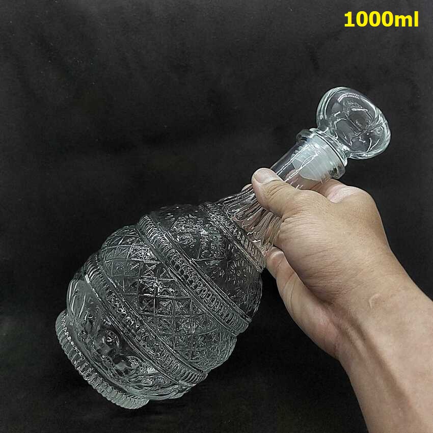 Chai Thủy Tinh Đựng Rượu cao cấp mẫu tháp phật - Bộ Vỏ Chai Rượu Đẹp