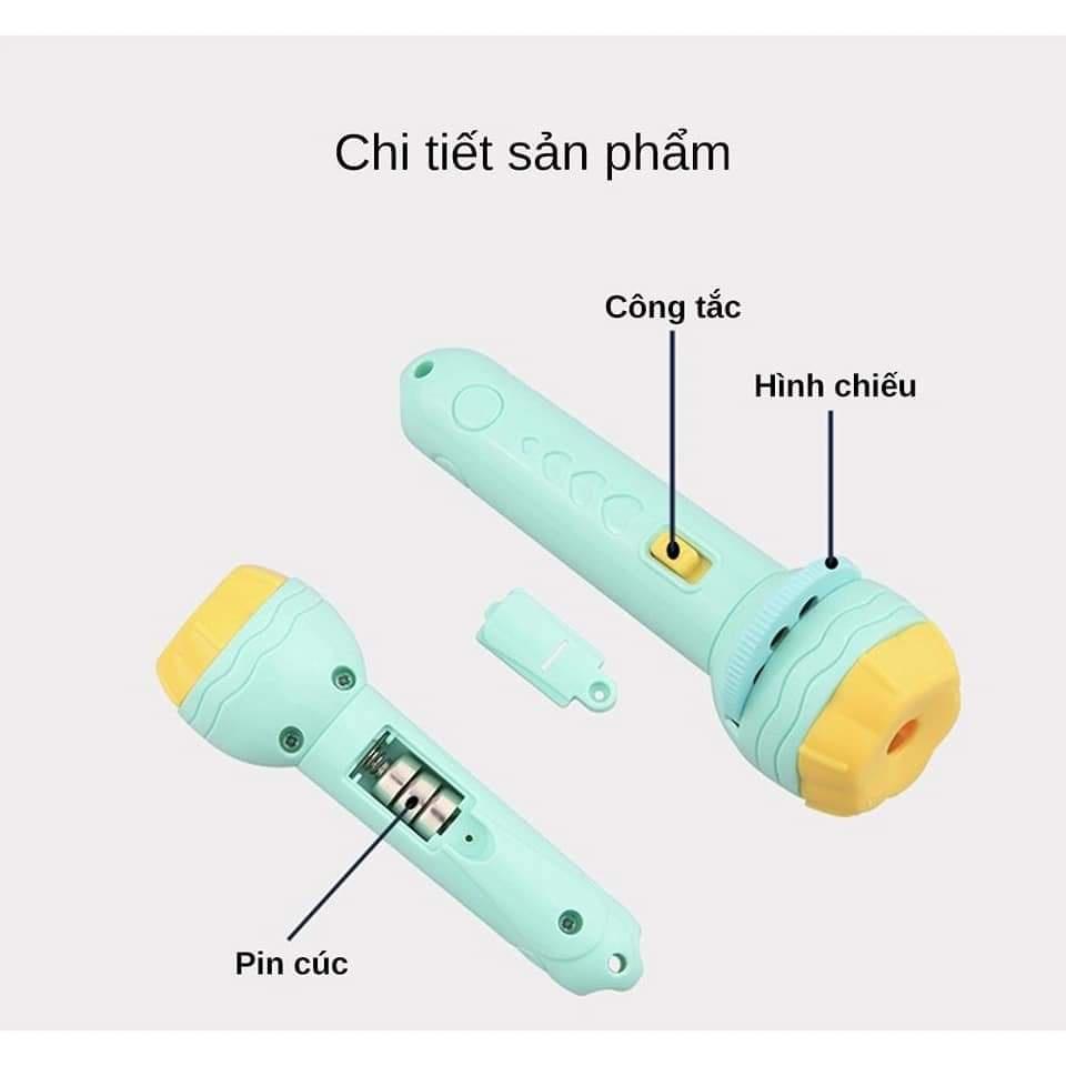 Đèn pin chiếu hình cho bé, Đèn Pin chiếu hình vui nhộn chất liệu nhựa ABS an toàn