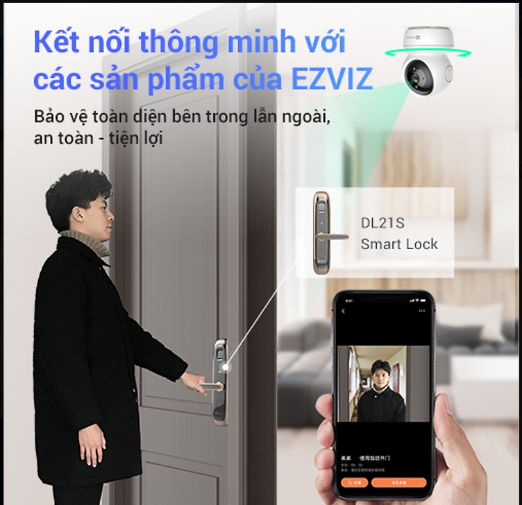 Hình ảnh Camera Wi-fi EZVIZ C6N 2MP Trong Nhà, FHD 1080P, Quay Quét 360 Độ, Đàm Thoại Hai Chiều - Hàng Chính Hãng