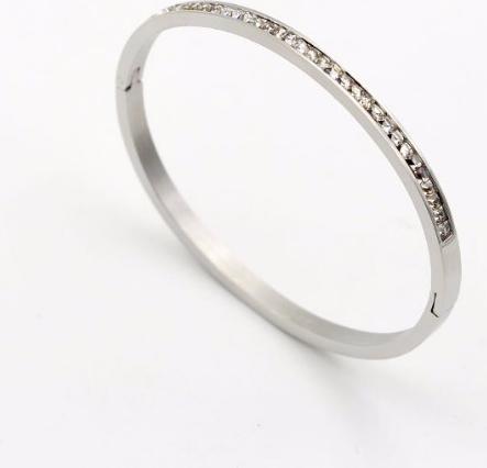 Vòng Tay Nữ Đính 1 Nửa Vòng Đá Chất Liệu Thép Titan Ko Đen Ko Dị Ứng TT 0497