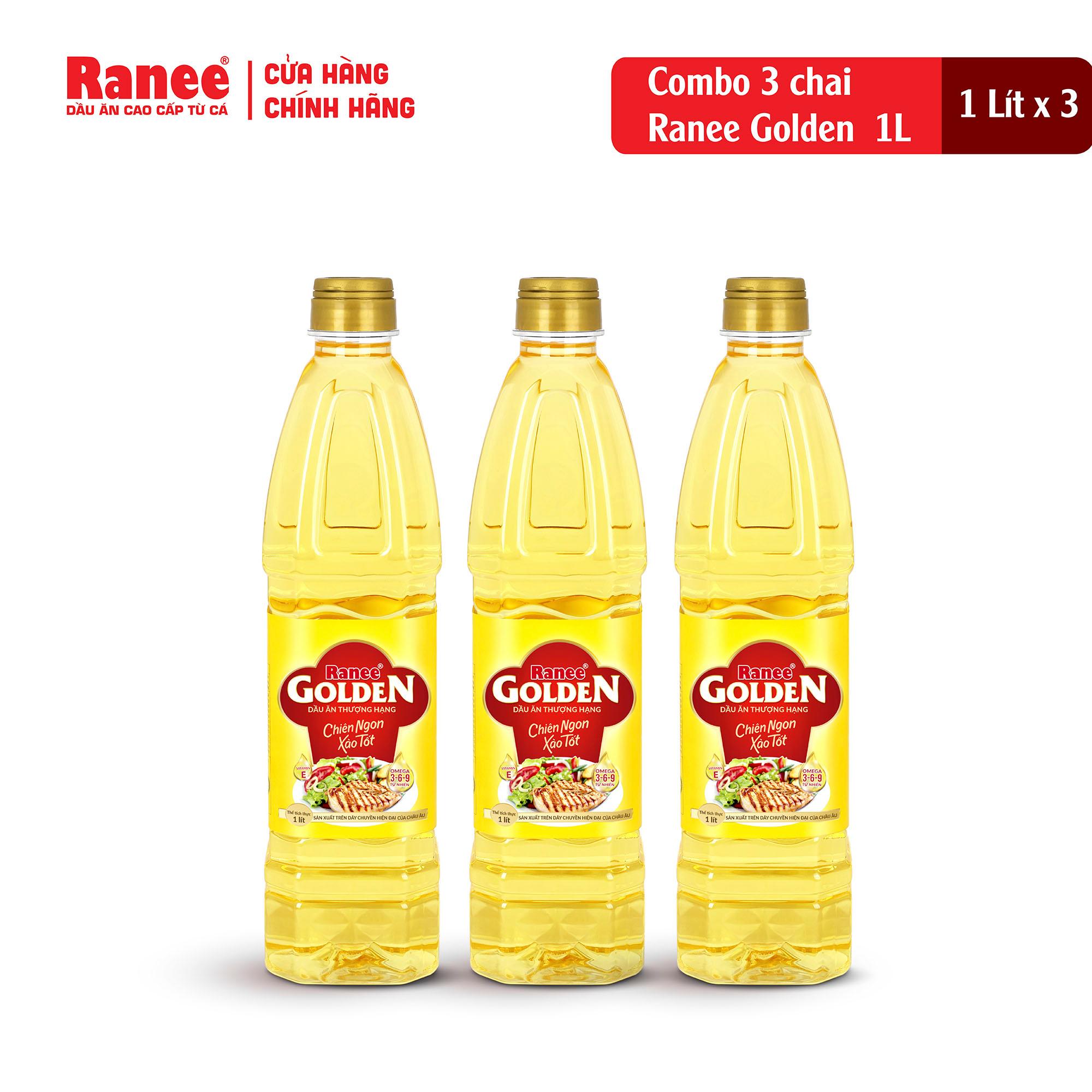 Combo 3 chai dầu ăn Ranee Golden 1 lít (1 lít/chai x 3 chai)