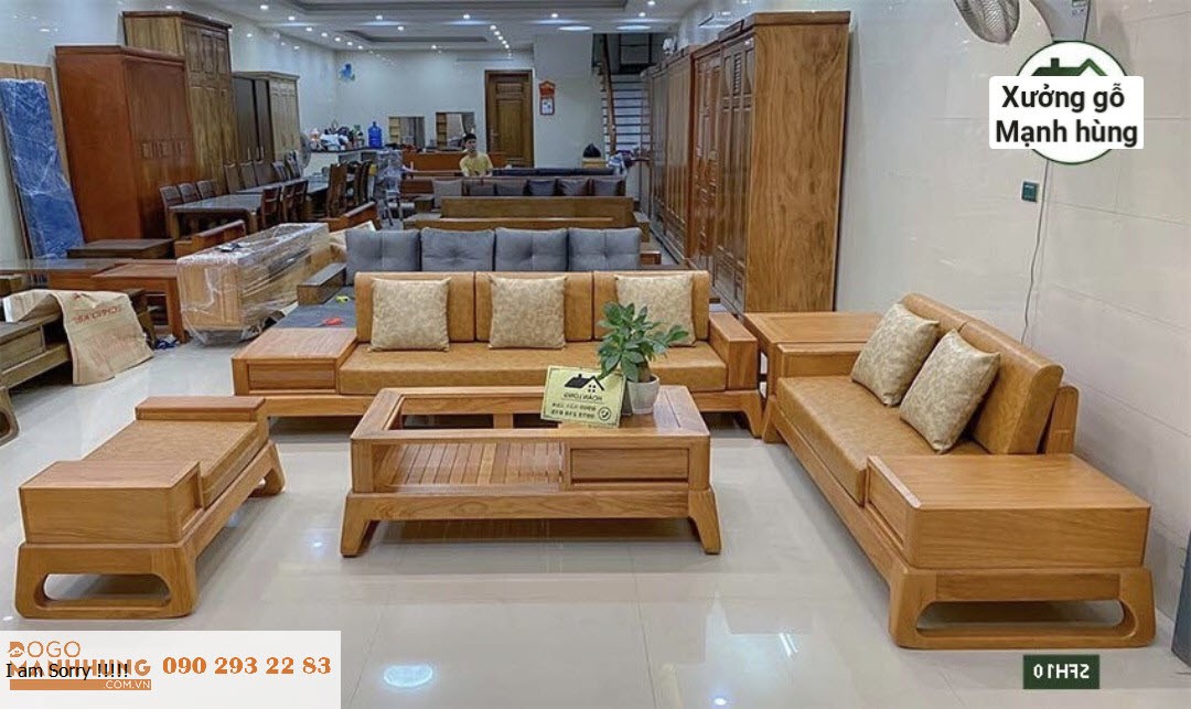 Bộ bàn ghế sofa, salon 2 văng gỗ gõ đỏ MAU224 - Đồ Gỗ Mạnh Hùng