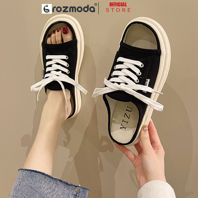 Dép sục nữ hở mũi vải ROZMODA DS01 giày thể thao đạp gót mũi thủng 5 màu cao cấp, đế siêu êm