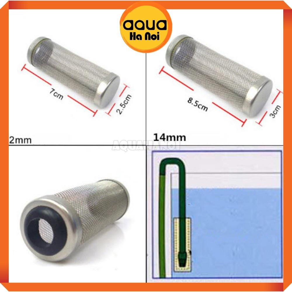 Bịt tép lưới inox 304 - Miệng cao su - Phi 12/16 mm - Ngăn hút cá tép con vào máy lọc hồ thủy sinh