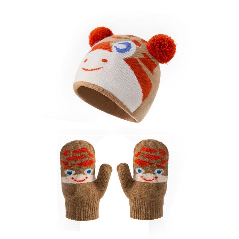 Dễ Thương Cho Bé Mùa Đông Nón Bộ Làm Dày Ấm Trẻ Em Mũ Găng Tay Phù Hợp Với Nón Cho Bé Gái Bé Trai Hoạt Hình Dệt Kim Trẻ Em Dành Cho Bé Sơ Sinh d08C
