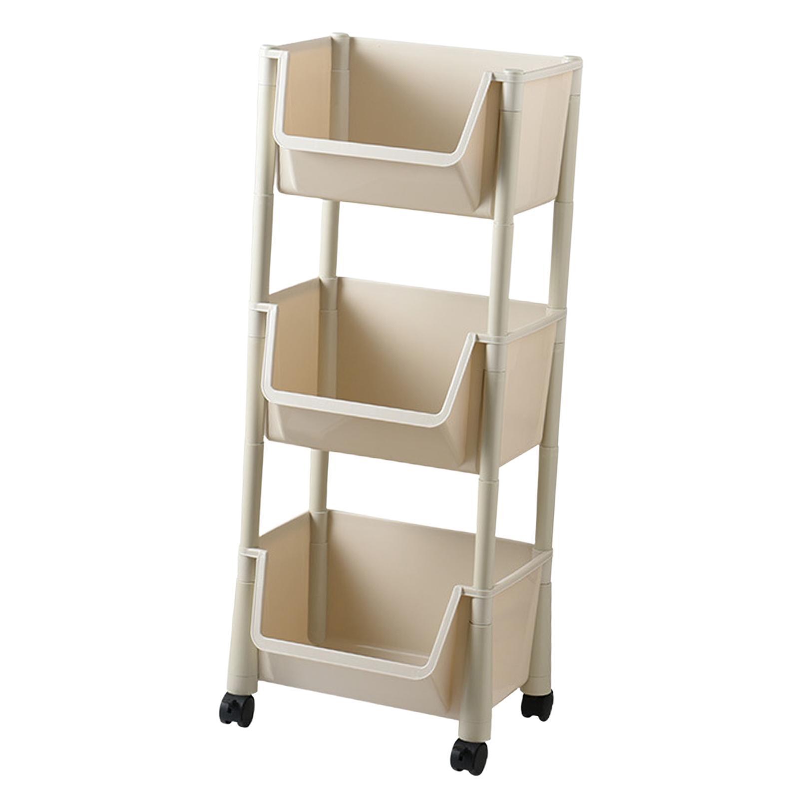 Kitchen Storage Shelf Basket with Lockable Wheels for Bedroom Bathroom