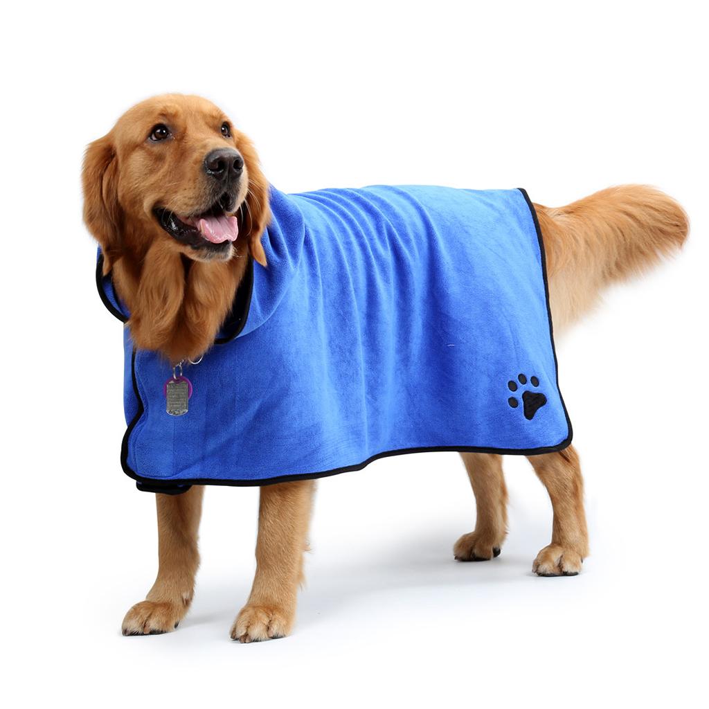 Dog Drying Towel Robe Dog Bathrobe Soft Super Absorbent Blue/Brown