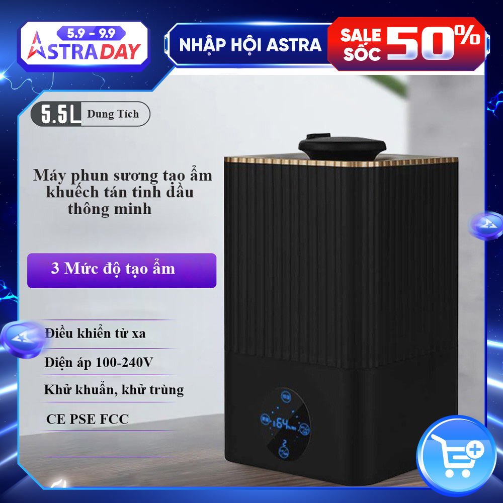 Máy Tạo Ẩm Phun Sương Khuếch Tán Tinh Dầu Dung Tích Lớn 5.5 Lít Dành Cho Văn Phòng, Gia Đình Tiện Lợi