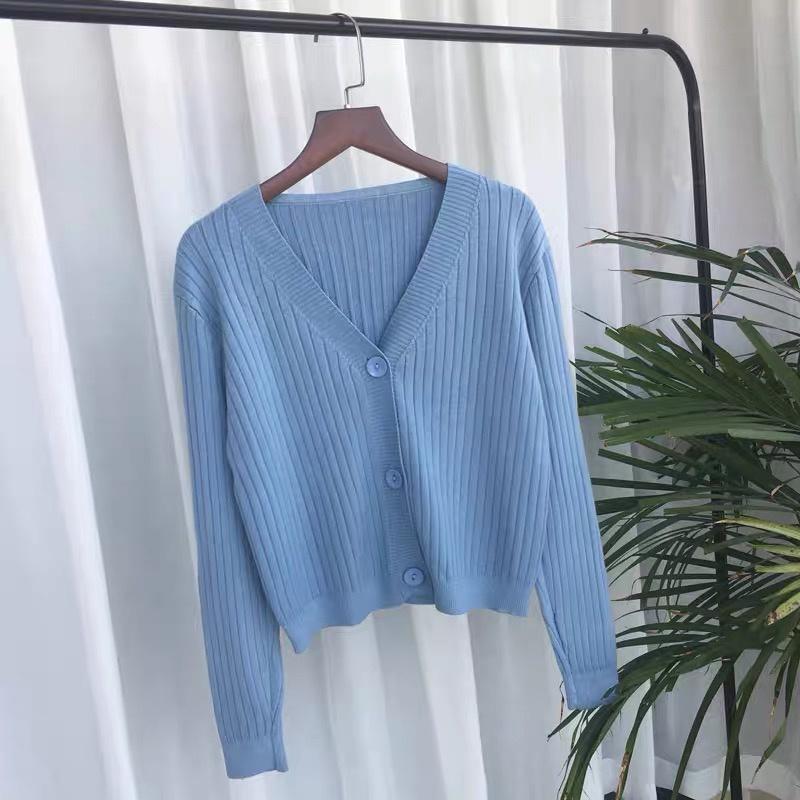 Áo khoác cardigan dệt kim len nữ kiểu cổ V tay dài chất len đũa phong cách Ulzzang hàng đẹp Quảng Châu cao cấp