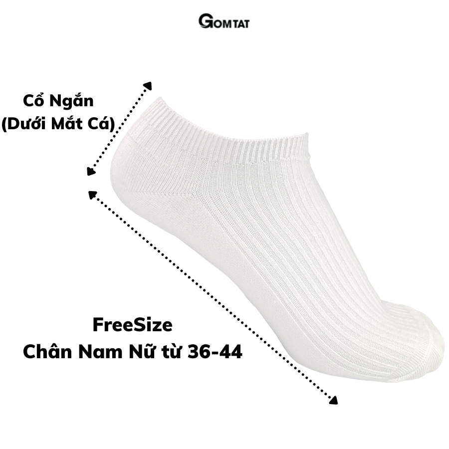 Tất Vớ Nam Nữ Cổ Ngắn GOMTAT Mẫu Gân Chìm, Chất Liệu Cotton Cao Cấp Thoáng Khí - FIVE-TAY10-NGAN