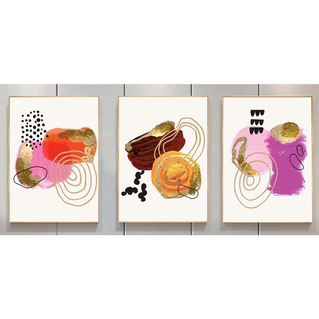 Bộ 3 tranh canvas decor phong cách minimalist, trừu tượng hiện đại - AR098