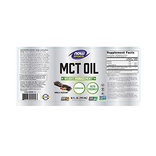 NOW Sports Nutrition, MCT Oil, Vanilla Hazelnut, 16-Ounce