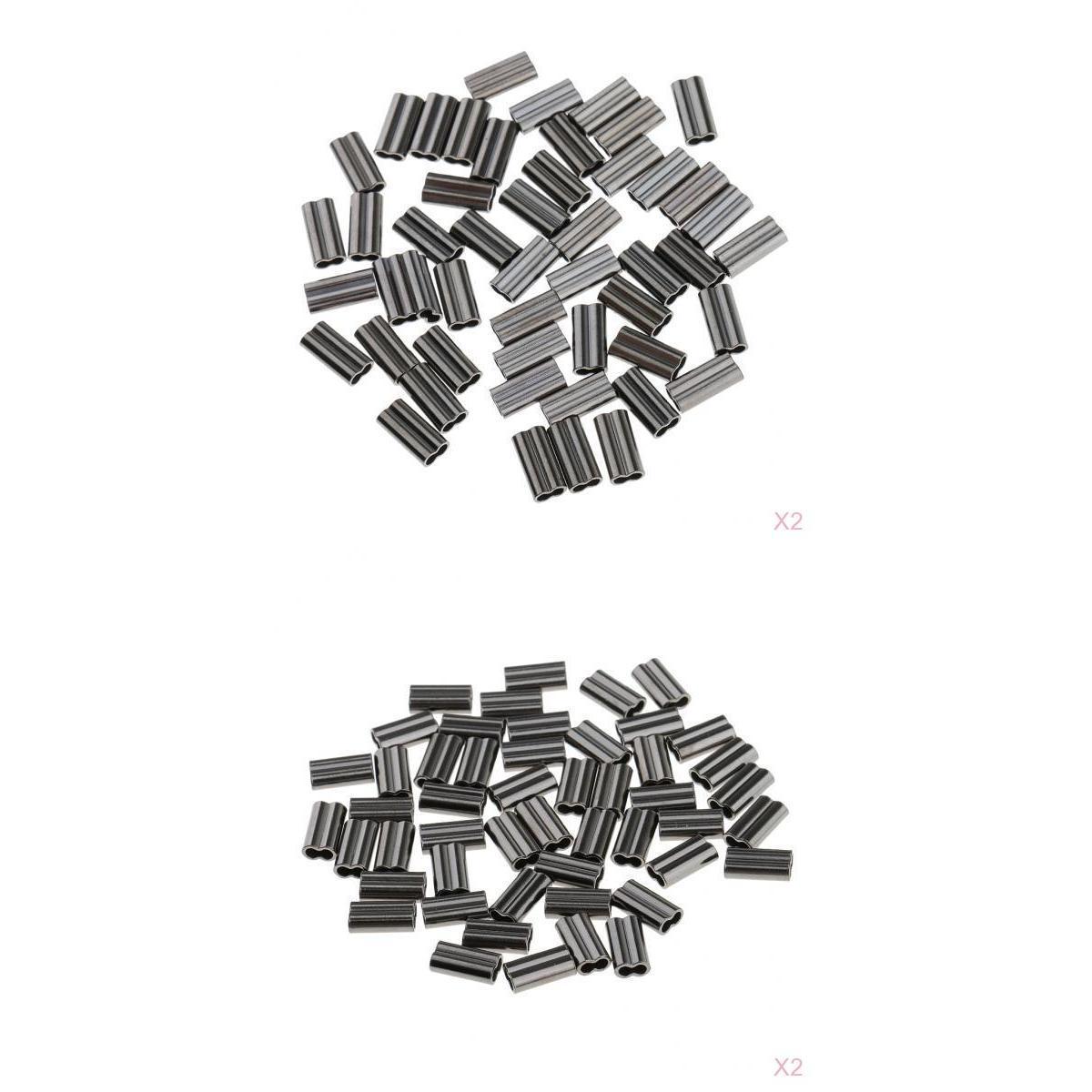 100Pcs Double Barrel Copper Crimp Loop Sleeves Fishing Crimps For Rig Making