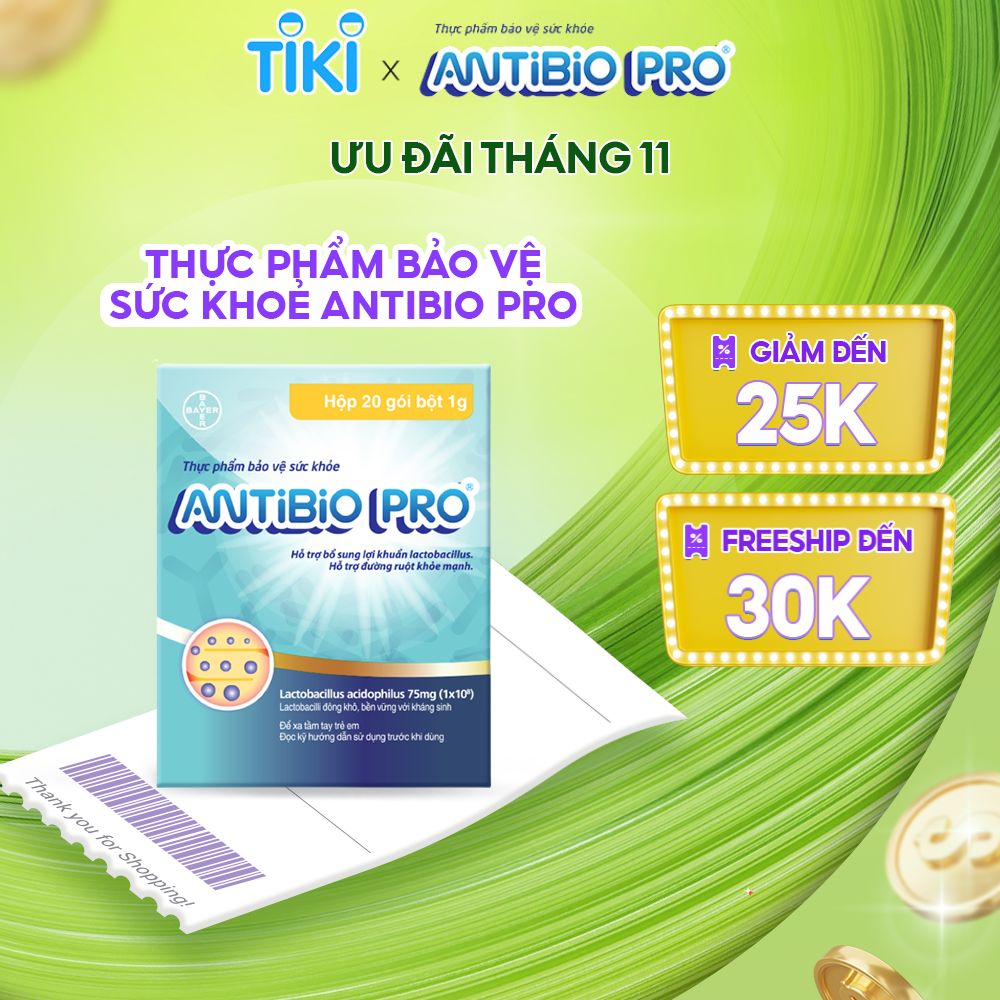 Thực Phẩm Bảo Vệ Sức Khỏe ANTIBIO PRO Hỗ Trợ Bổ Sung Lợi Khuẩn, Cân Bằng Hệ Vi Sinh Hộp 20 Gói x 1g