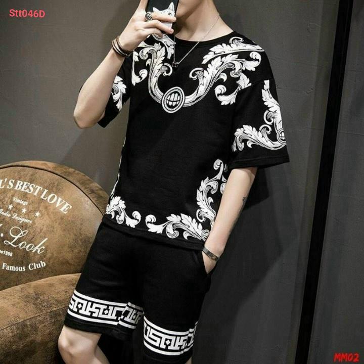 Đồ Bộ Thể Thao Nam Nữ HOA VĂN LÁ - Set Quần Áo bốn mùa đẹp cao cấp mặc nhà đi chơi thoải mái 01