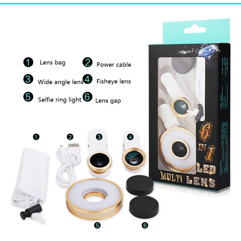 LENS 6 TRONG 1 - PHÓNG TO GẤP 8 LẦN (Giao màu ngẫu nhiên)