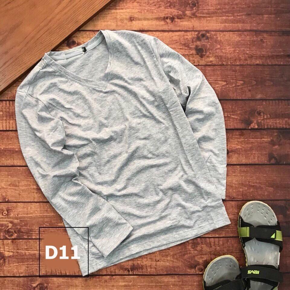 Áo thun thu đông nam tay dài cổ tim chất cotton thun lạnh dáng body thời trang