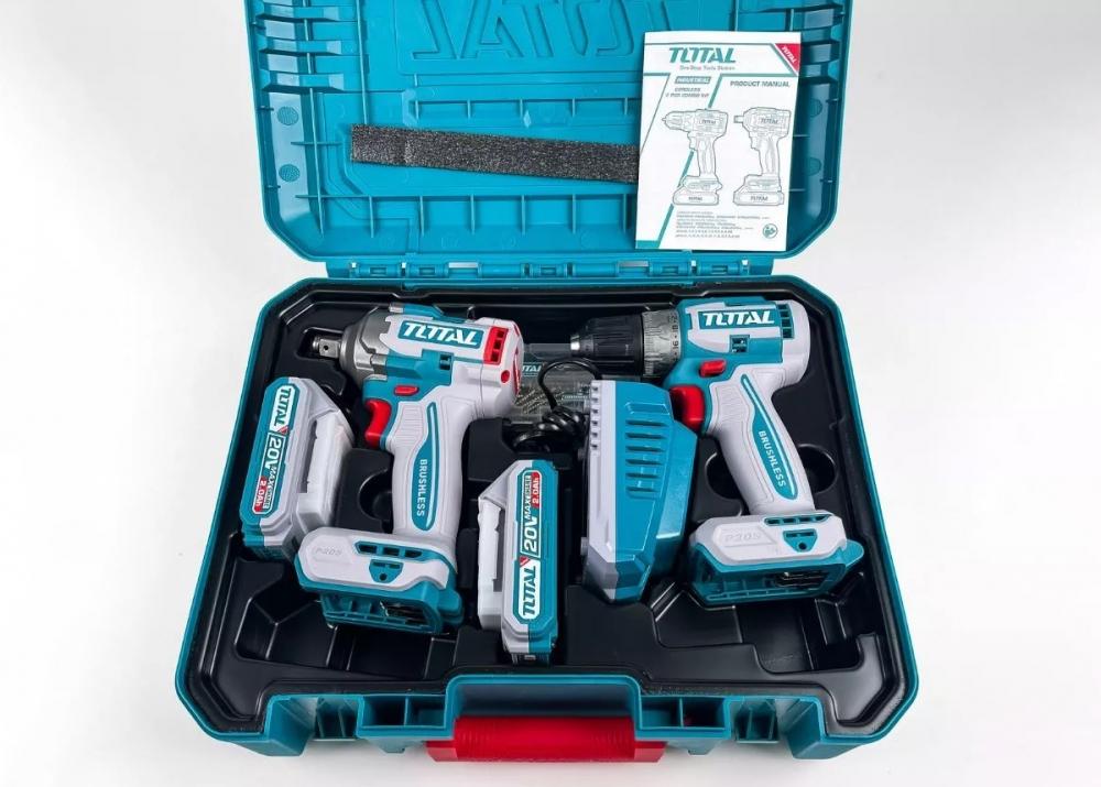 BỘ COMBO MÁY KHOAN TDLI20453 1 &amp; MÁY SIẾT BULOONG TIWLI2040 KHÔNG CHỔI THAN DÙNG PIN 20V TOTAL TCKLI20271 - HÀNG CHÍNH HÃNG