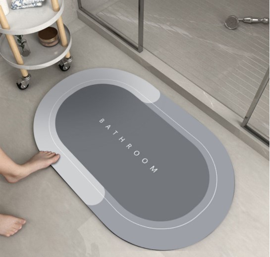 Thảm lau chân Silicon Hình Elip lót cửa chùi chân, siêu thấm hút, chống trượt cho phòng tắm (60x40cm)