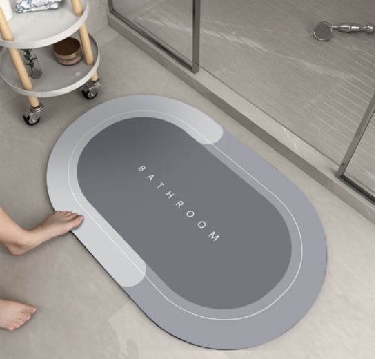 Thảm lau chân Silicon Hình Elip lót cửa chùi chân, siêu thấm hút, chống trượt cho phòng tắm