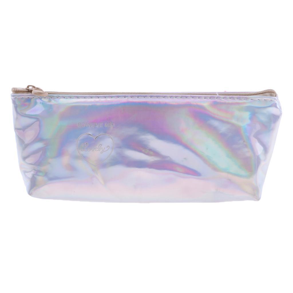 Soft Zipper Pouch Pencil Pen Case Holder Cosmetic Makeup Bag Purse Gold