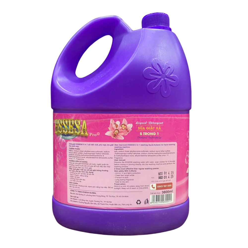 Sữa giặt Essesa Pro Khử Mùi 3.8kg Với Tinh Chất Hương Nước Hoa Pháp Nồng Nàn Quyến Rủ