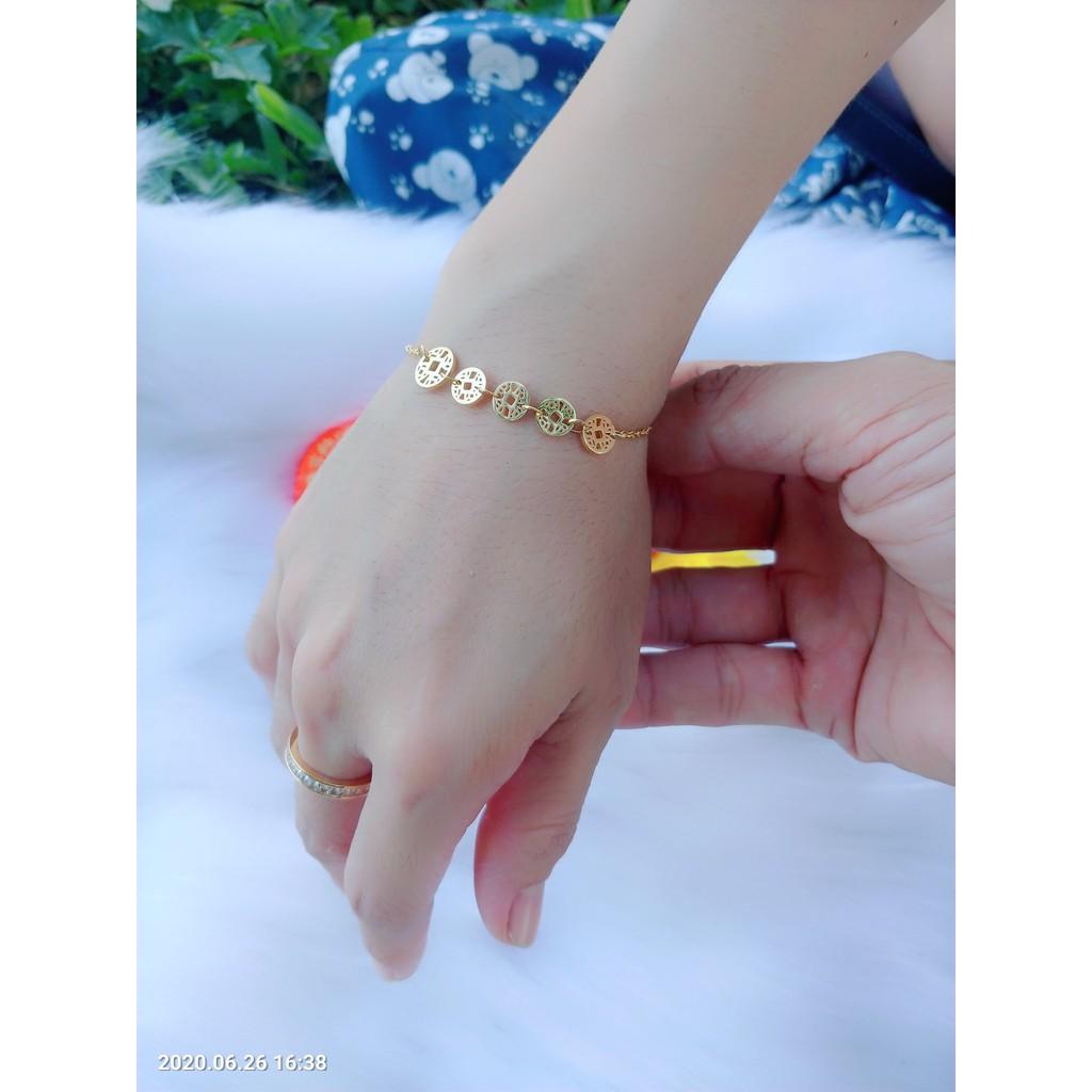 Lắc Tay Nữ Kim Tiền Titanium Cao Cấp-Dùng lâu dài không đen