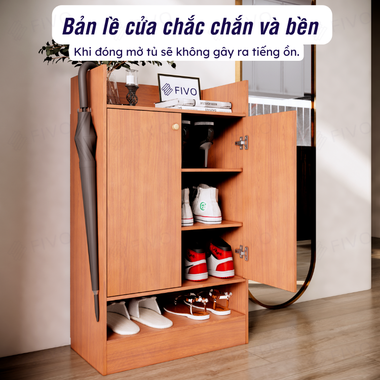 Tủ Giày Dép Gỗ MDF Lõi Xanh Chống Ẩm FIVO FS51, Nhiều Ngăn Đựng Giày, Có Cửa Giúp Bảo Quản Tốt Giày Dép Khỏi Côn Trùng, Bụi Bẩn, Mặt Tủ Rộng Rãi Chứa Được Nhiều Đồ