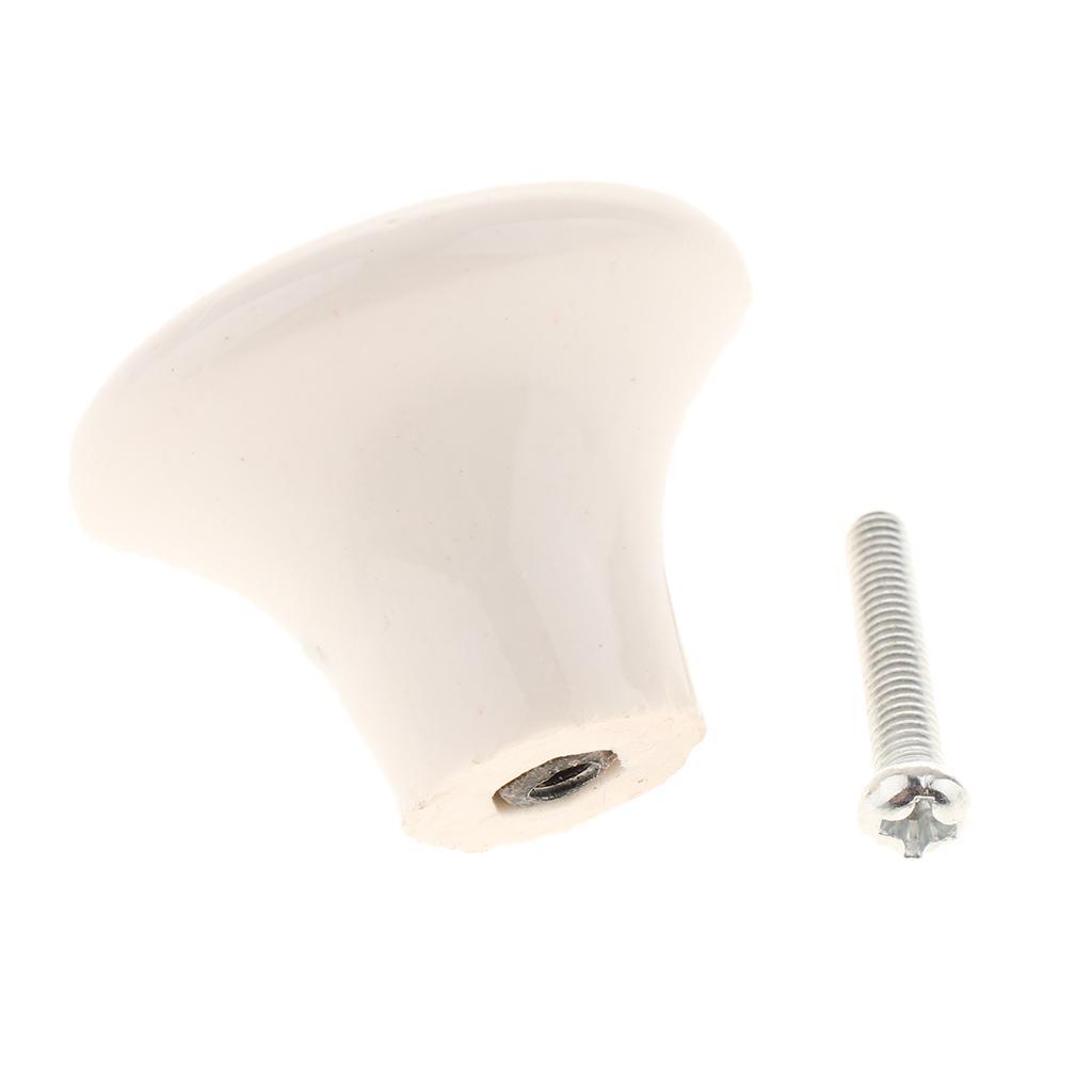 2 Pieces Round Black and White Ceramic Cabinet Knobs for Home Furniture