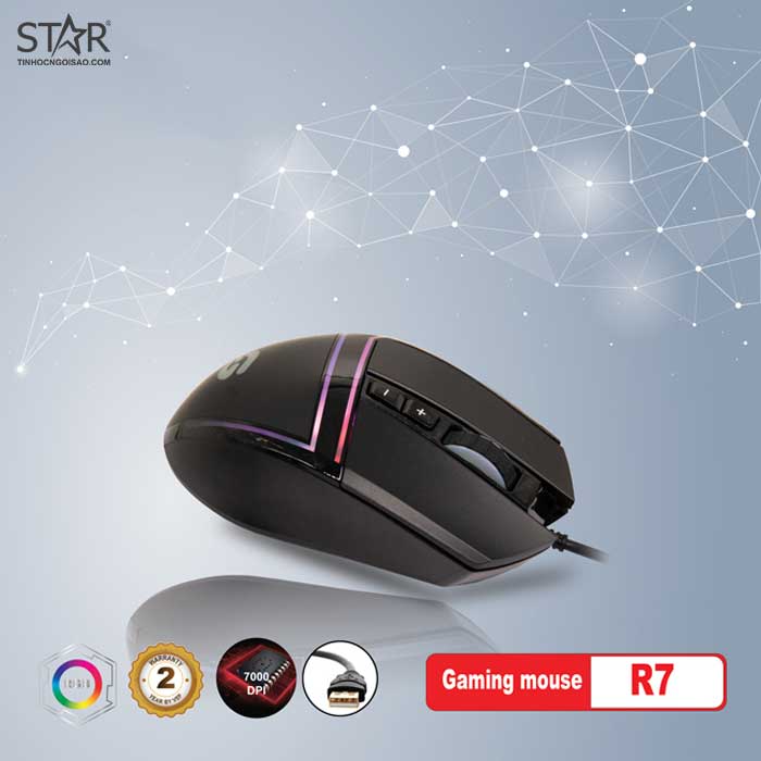 CHUỘT CÓ DÂY GIZA R7 USB Led RGB Gaming (7000 DPI) - JL - HÀNG CHÍNH HÃNG