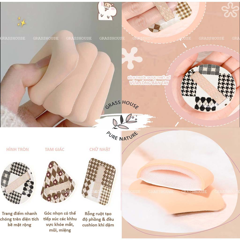 SET 3 BÔNG MÚT CUSHION GOGOTALES CAO CẤP TÁN KEM NỀN MỊN ĐỀU