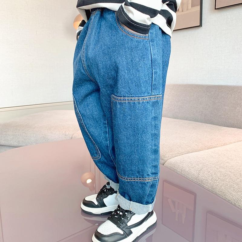 QJ45 Size90-130 Quần jean thụng ngố bé trai Thời trang trẻ Em hàng quảng châu