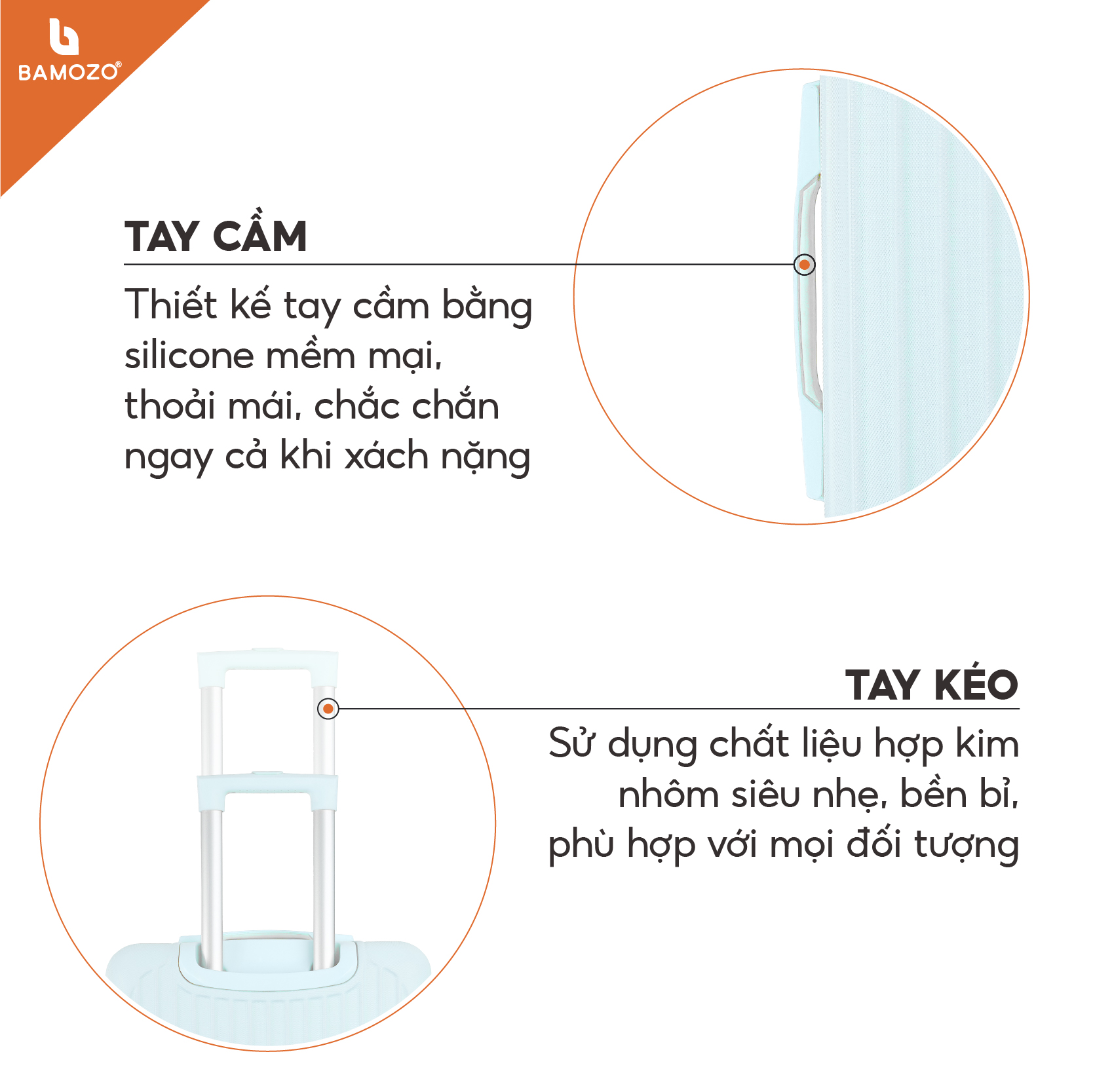 Hình ảnh Vali du lịch BAMOZO 8801 MÀU XANH NGỌC size 20/24, vali kéo nhựa được bảo hành 5 năm.