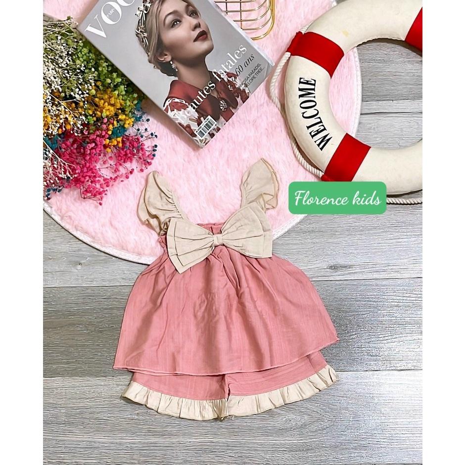 Đồ bộ mùa hè cho bé gái hai dây tay cánh tiên size 8-34kg chất đũi tơ mềm mát