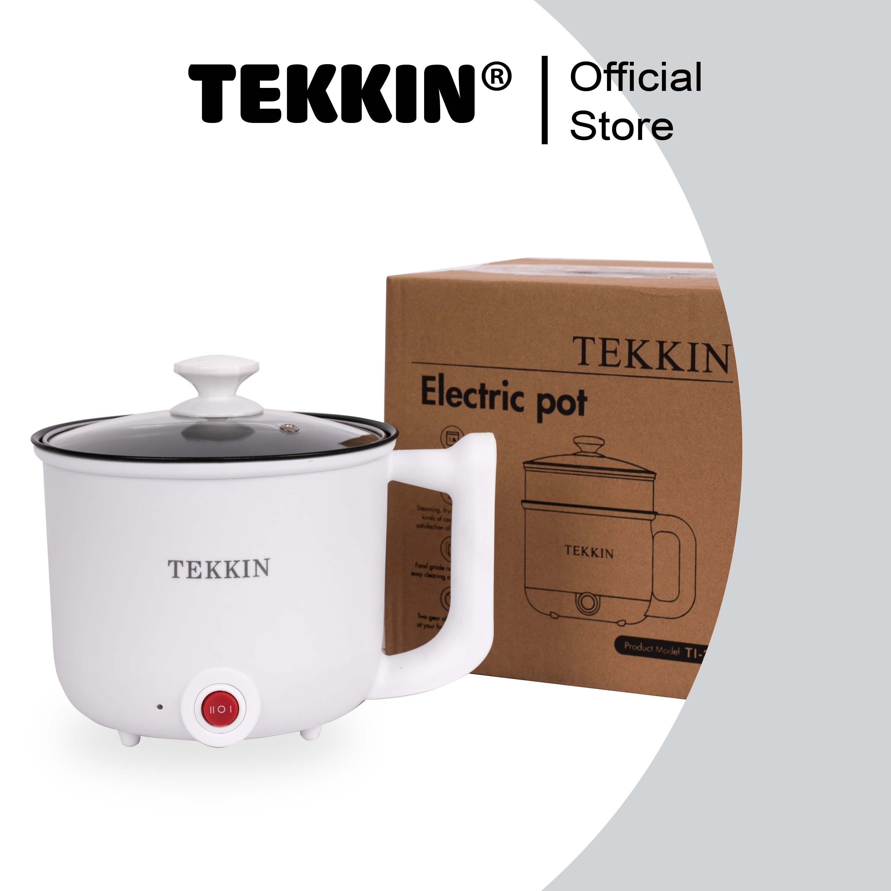 Nồi lẩu điện mini TEKKIN 1.8L 2 tầng đa năng tặng xửng hấp inox - hàng nhập khẩu