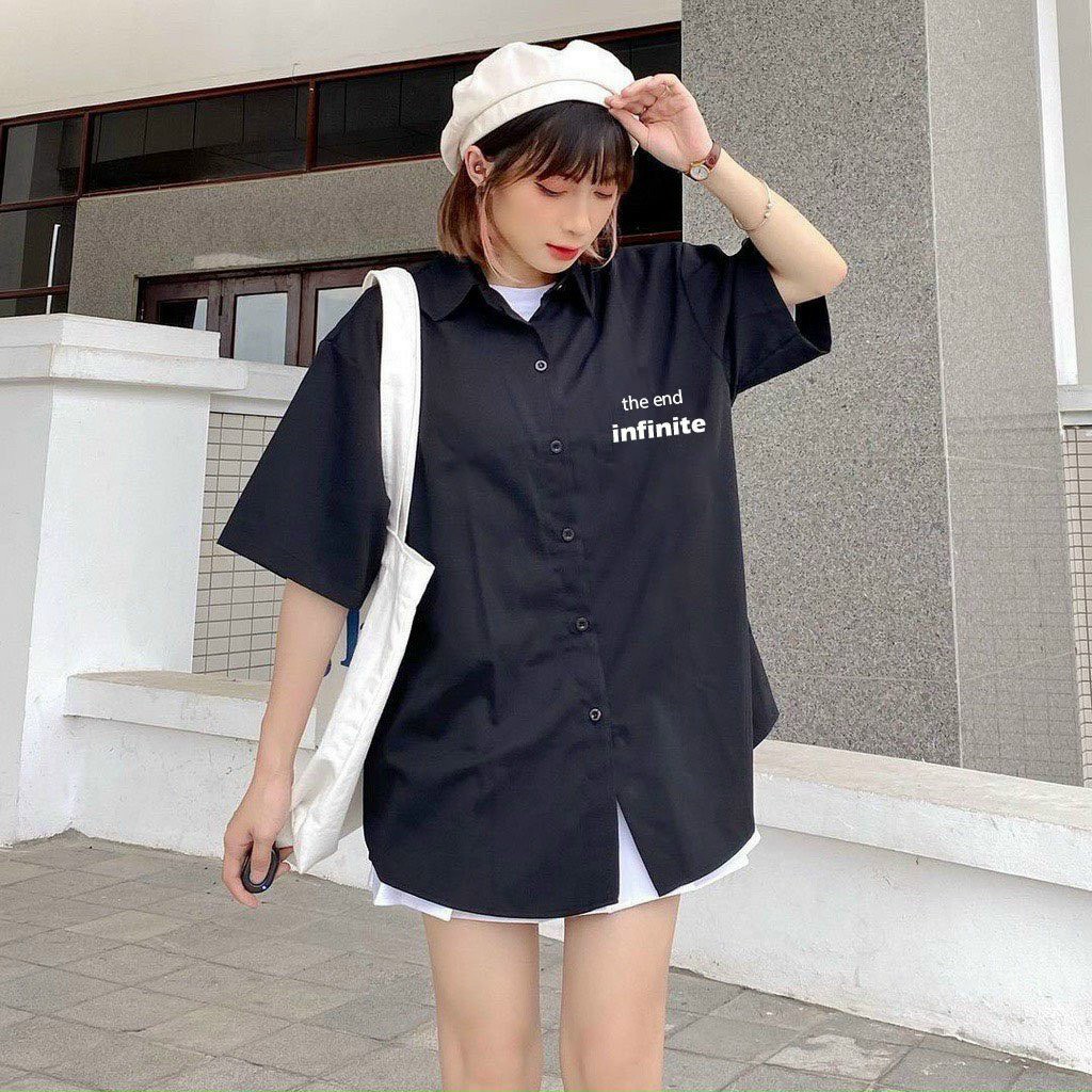 Áo sơ mi nam tay lỡ form rộng Oversized thêu hình chàng trai cực hot, Áo sơ mi nữ form rộng tay ngắn thêu họa tiết cực hot - dáng rộng thời trang Unisex